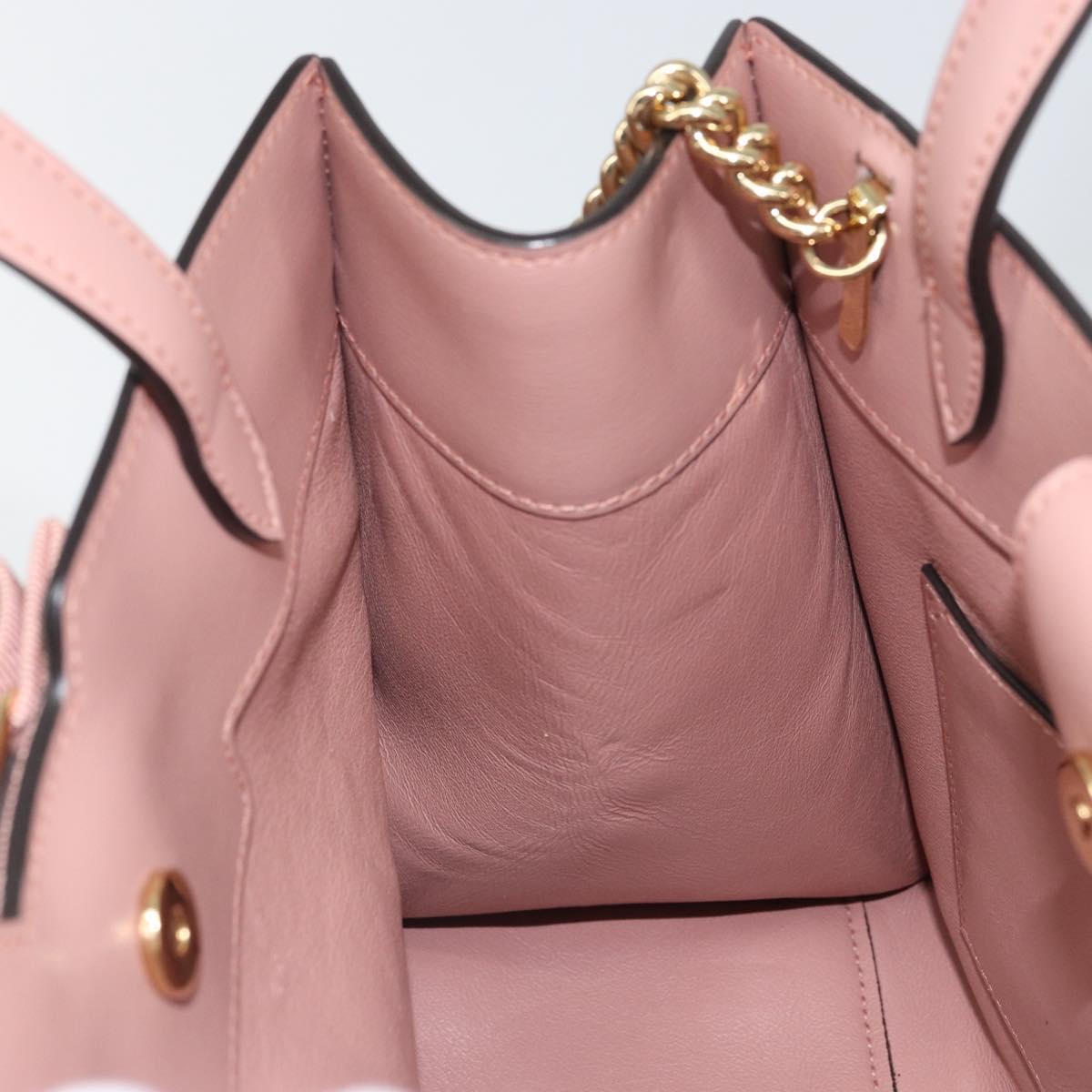 Salvatore Ferragamo Vala Hand Bag Leather 2way Pink Gold Auth ka1614