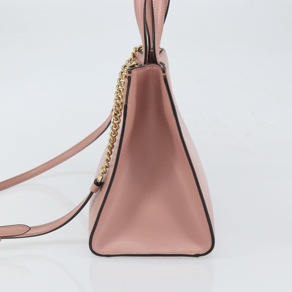 Salvatore Ferragamo Vala Hand Bag Leather 2way Pink Gold Auth ka1614
