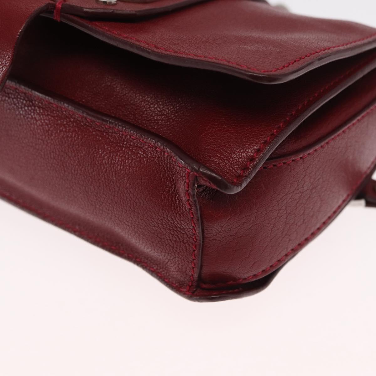 VERSACE Shoulder Bag Leather Red Silver Auth ka1616