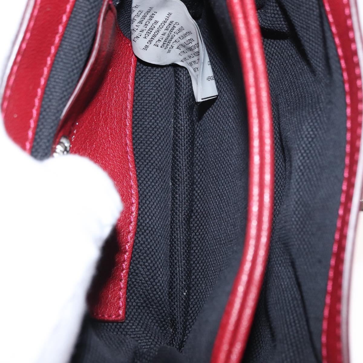 VERSACE Shoulder Bag Leather Red Silver Auth ka1616