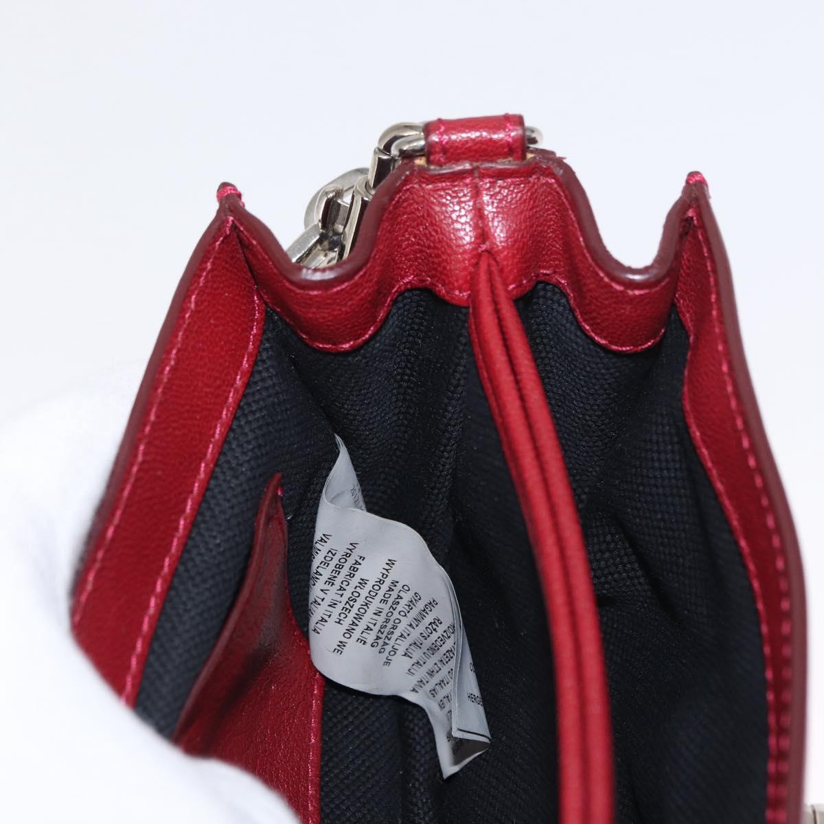 VERSACE Shoulder Bag Leather Red Silver Auth ka1616