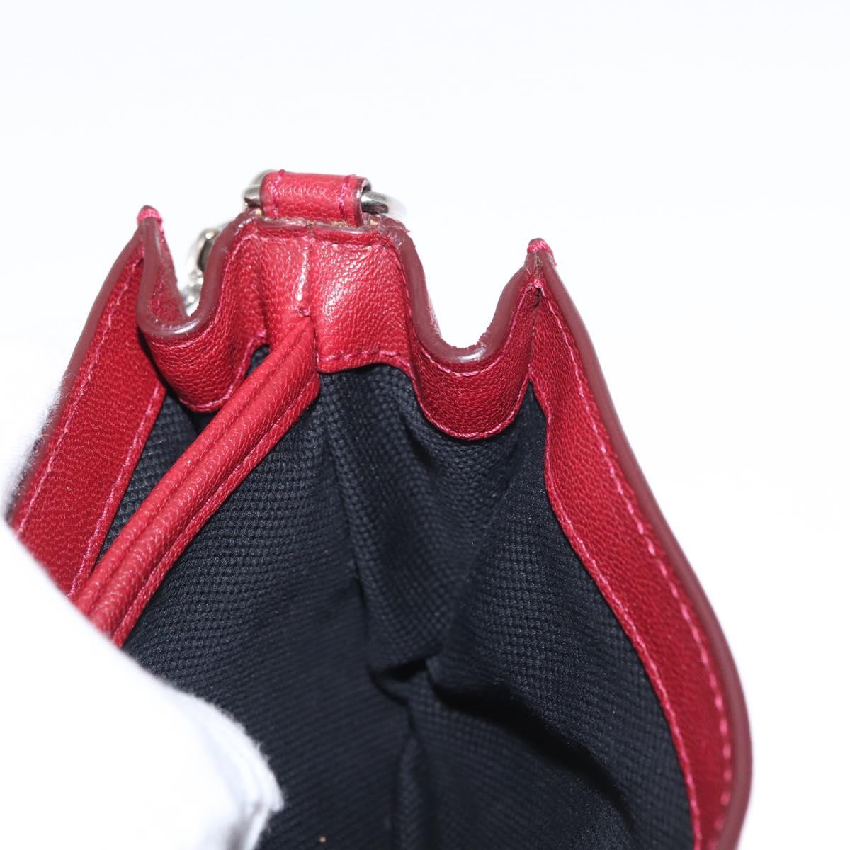 VERSACE Shoulder Bag Leather Red Silver Auth ka1616
