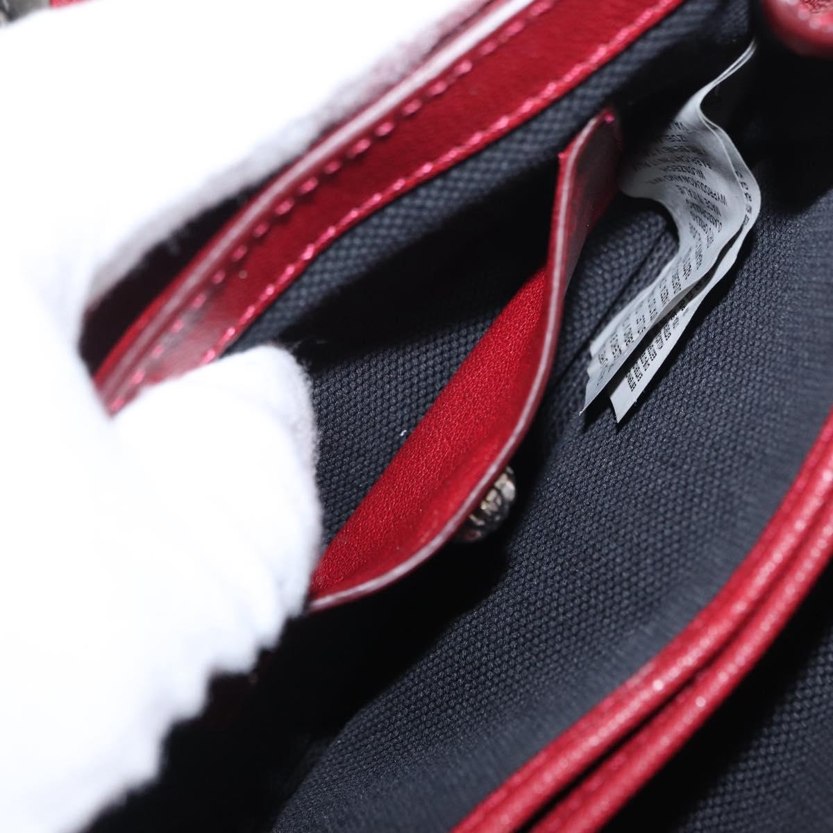 VERSACE Shoulder Bag Leather Red Silver Auth ka1616