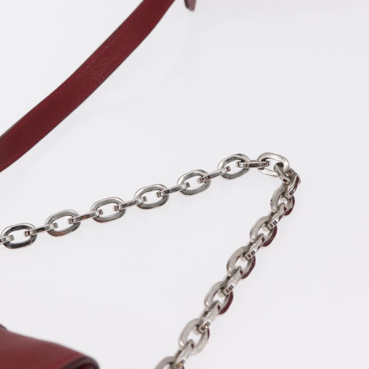 VERSACE Shoulder Bag Leather Red Silver Auth ka1616