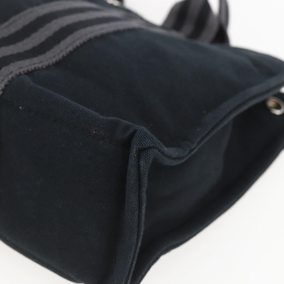 HERMES Fourre Tout PM Hand Bag Canvas Black Silver Auth ka1633
