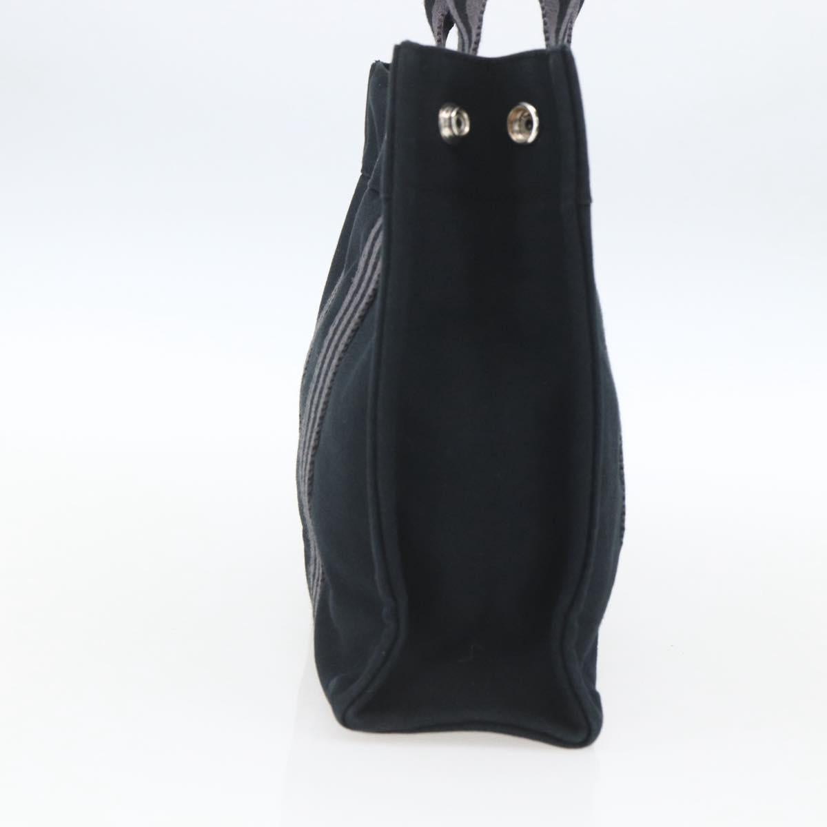 HERMES Fourre Tout PM Hand Bag Canvas Black Silver Auth ka1633