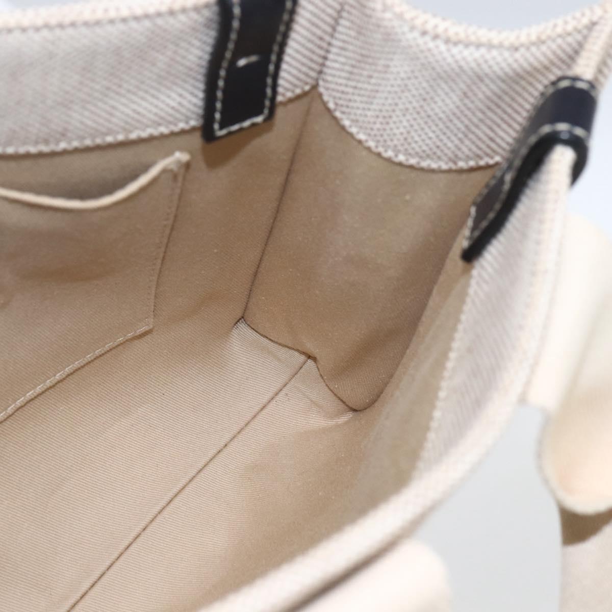 Chloe Woody Small Hand Bag Canvas Beige Auth ka1636V