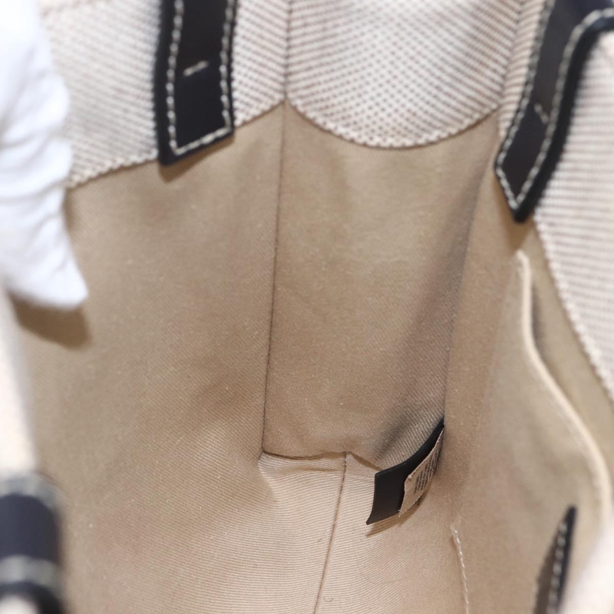 Chloe Woody Small Hand Bag Canvas Beige Auth ka1636V