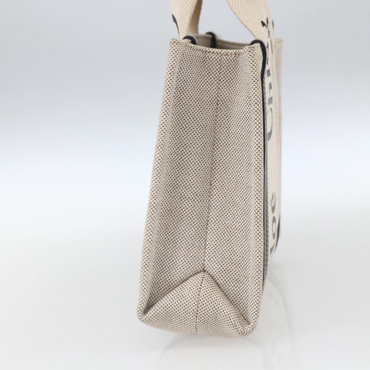 Chloe Woody Small Hand Bag Canvas Beige Auth ka1636V