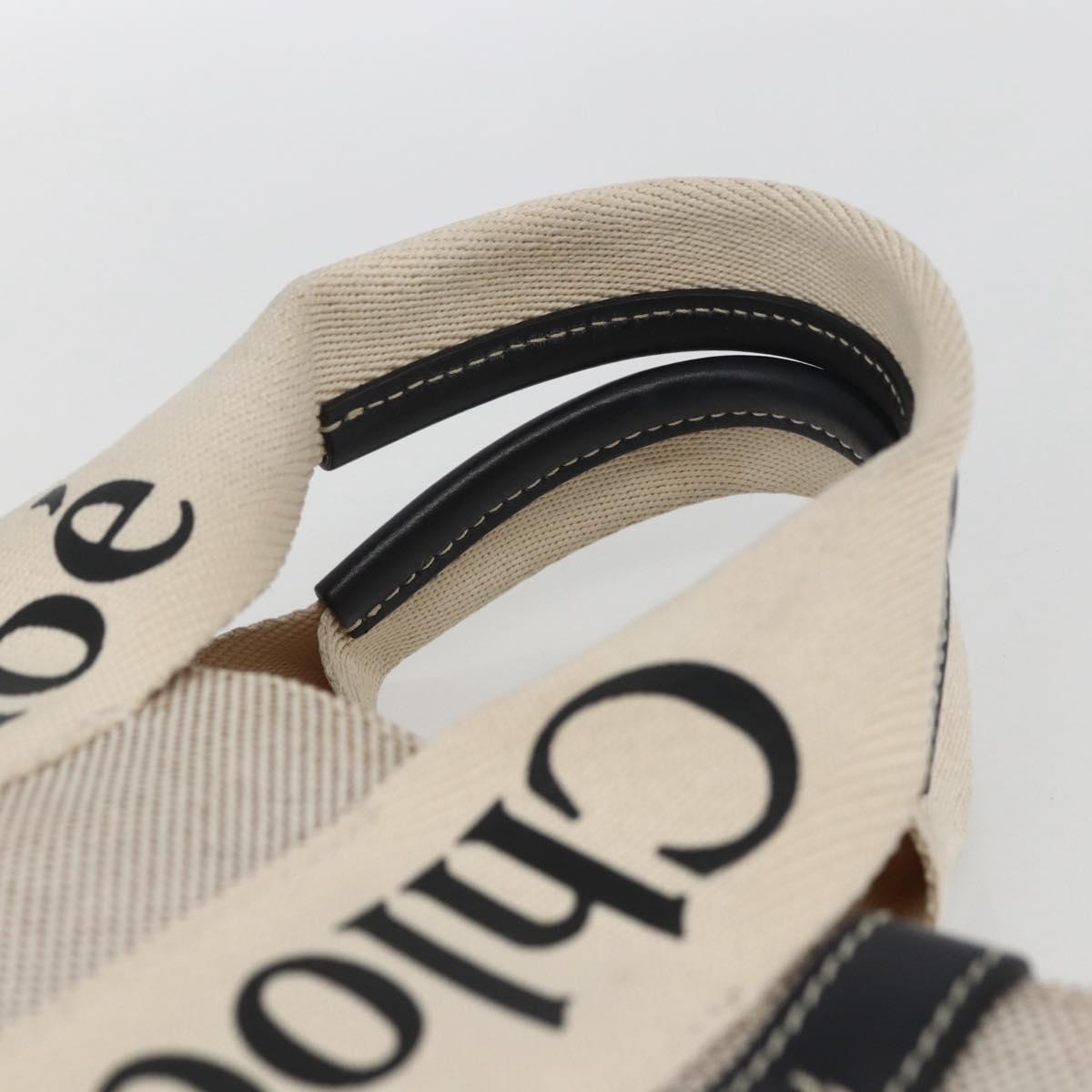 Chloe Woody Small Hand Bag Canvas Beige Auth ka1636V