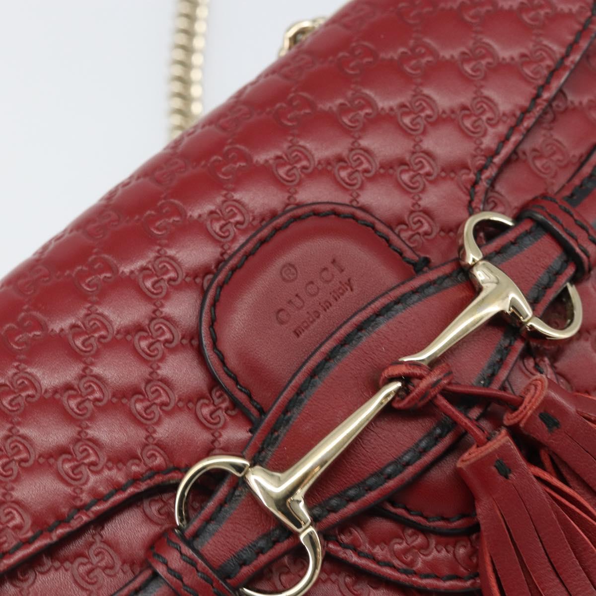 GUCCI Horsebit Micro GG Canvas Emily Bag Leather Outlet Red 449636 Auth ka1651