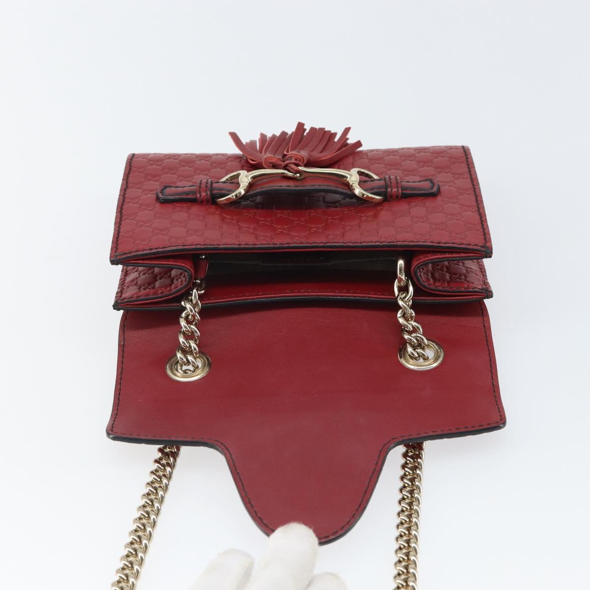 GUCCI Horsebit Micro GG Canvas Emily Bag Leather Outlet Red 449636 Auth ka1651