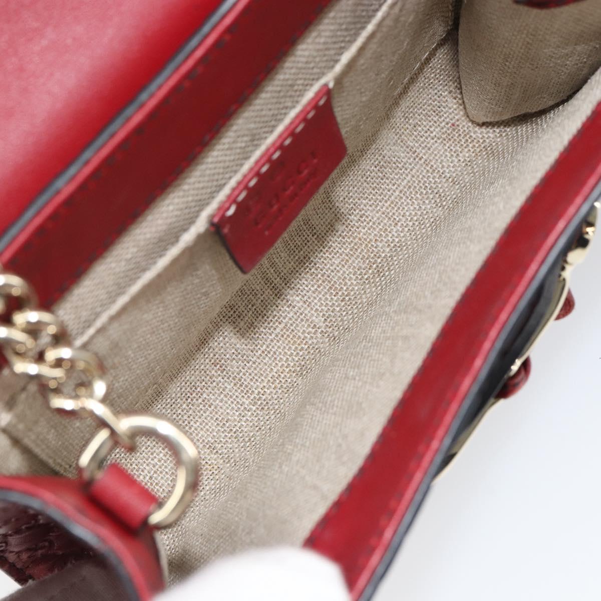 GUCCI Horsebit Micro GG Canvas Emily Bag Leather Outlet Red 449636 Auth ka1651