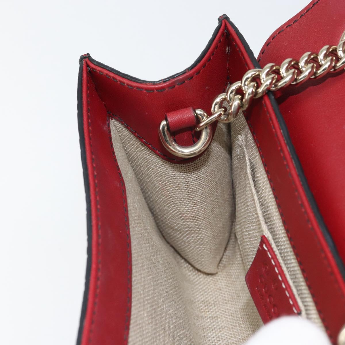 GUCCI Horsebit Micro GG Canvas Emily Bag Leather Outlet Red 449636 Auth ka1651