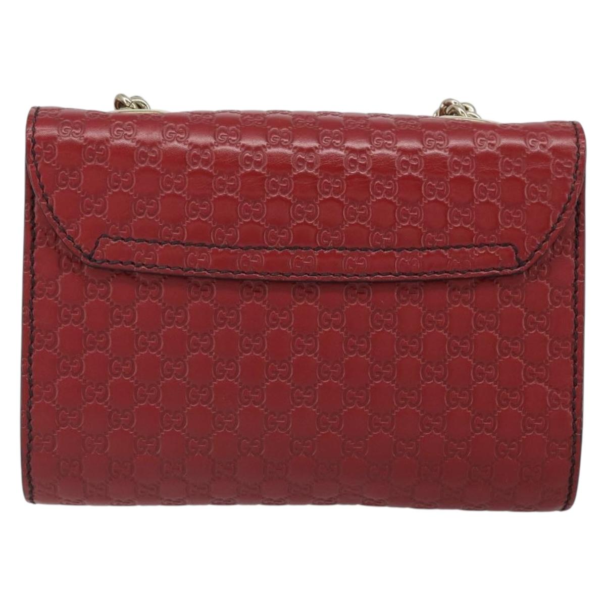 GUCCI Horsebit Micro GG Canvas Emily Bag Leather Outlet Red 449636 Auth ka1651