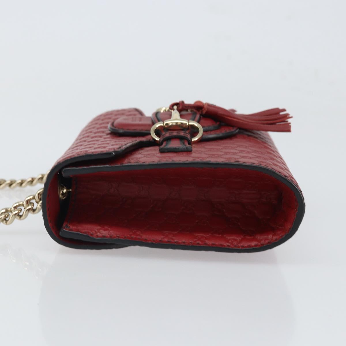 GUCCI Horsebit Micro GG Canvas Emily Bag Leather Outlet Red 449636 Auth ka1651