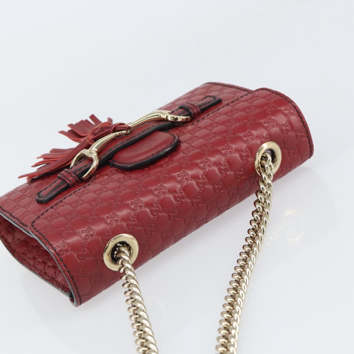 GUCCI Horsebit Micro GG Canvas Emily Bag Leather Outlet Red 449636 Auth ka1651