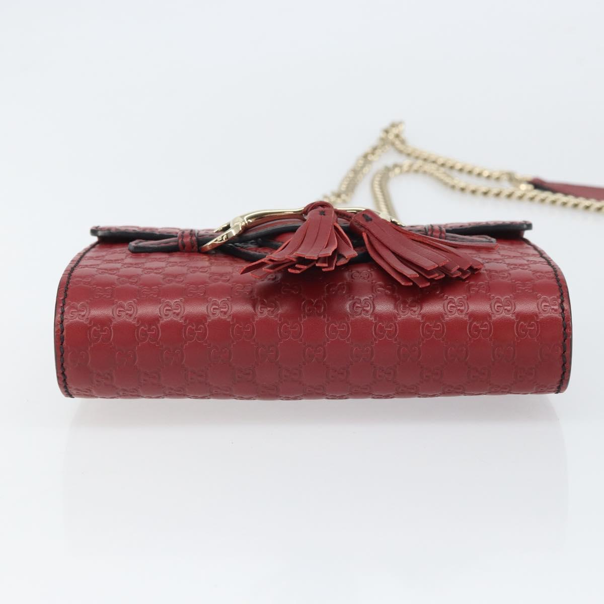 GUCCI Horsebit Micro GG Canvas Emily Bag Leather Outlet Red 449636 Auth ka1651