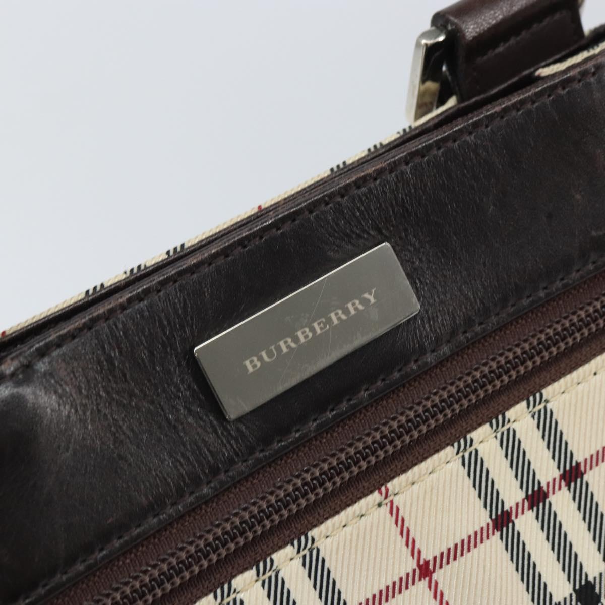 BURBERRY Nova Check Shoulder Bag Canvas Leather Beige Silver Auth ka1653V