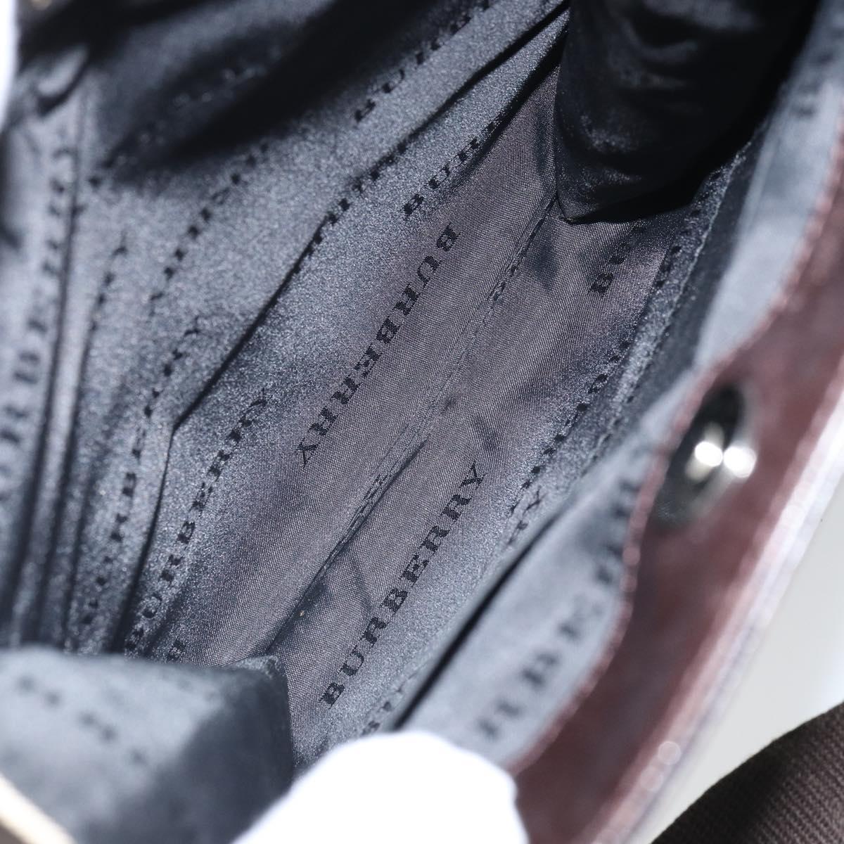 BURBERRY Nova Check Shoulder Bag Canvas Leather Beige Silver Auth ka1653V