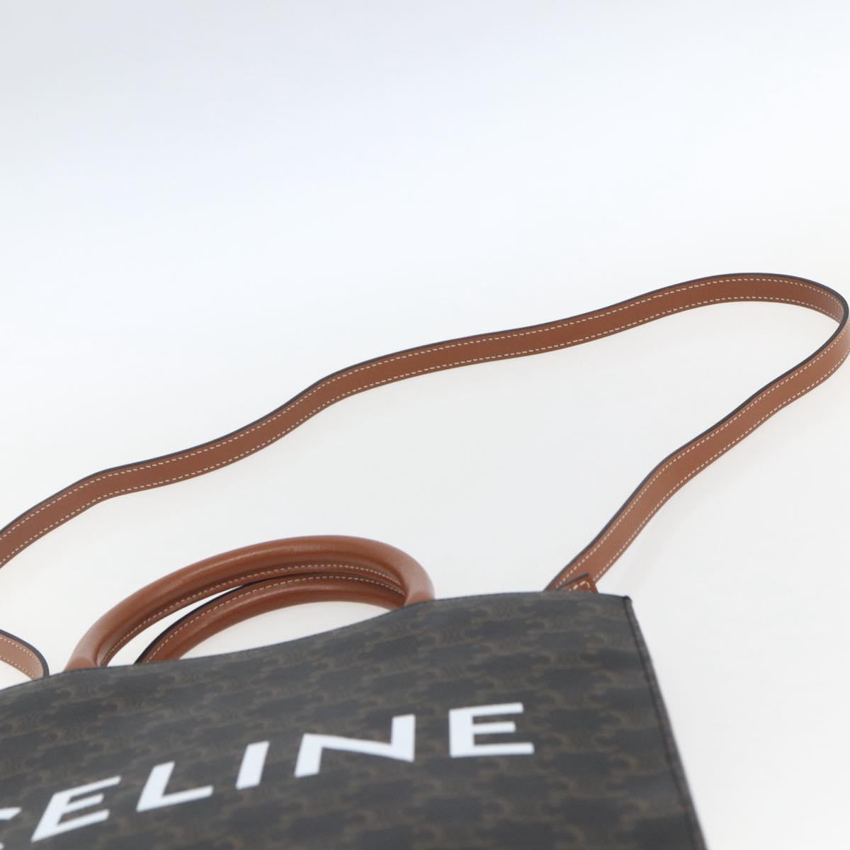 CELINE Triomphe Vertical Cabas Tote Bag PVC 2way Brown Auth ka1656SAM