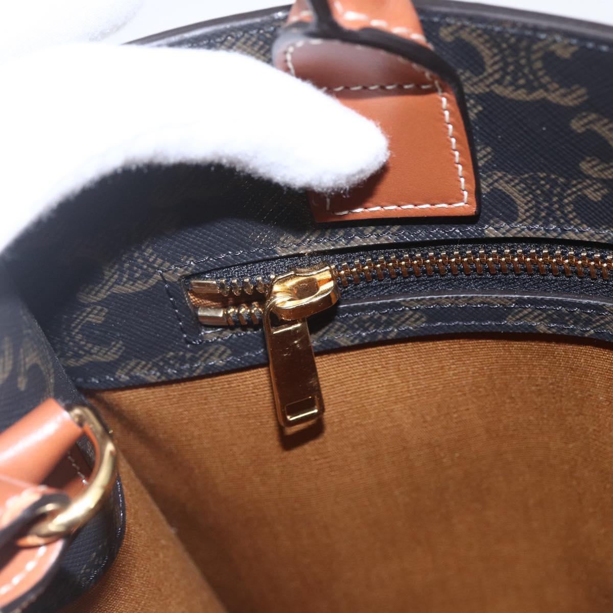 CELINE Triomphe Vertical Cabas Tote Bag PVC 2way Brown Auth ka1656SAM