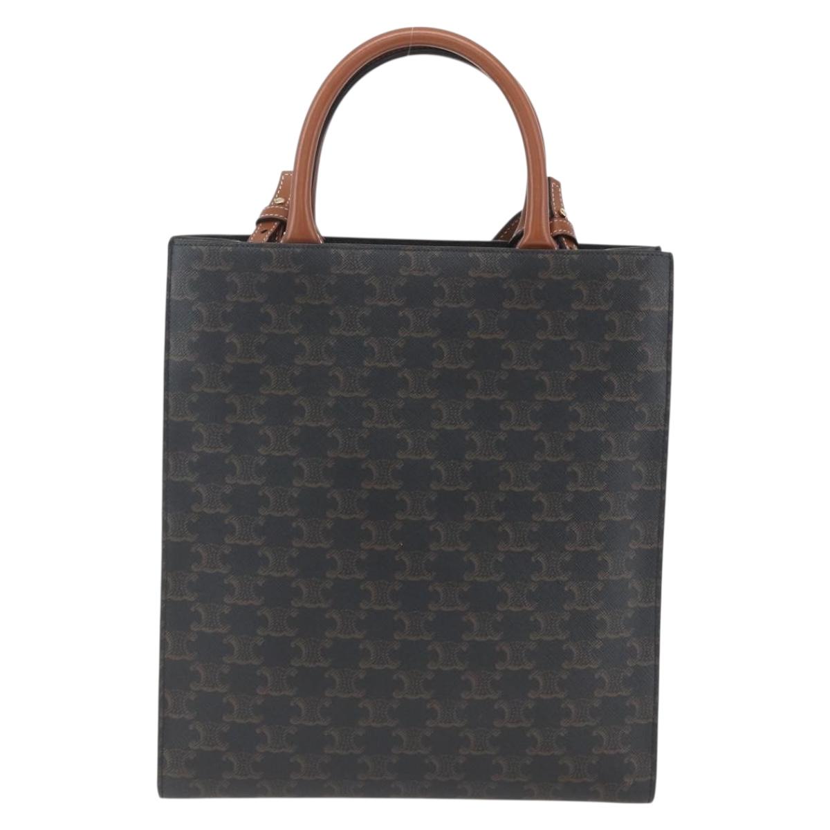CELINE Triomphe Vertical Cabas Tote Bag PVC 2way Brown Auth ka1656SAM