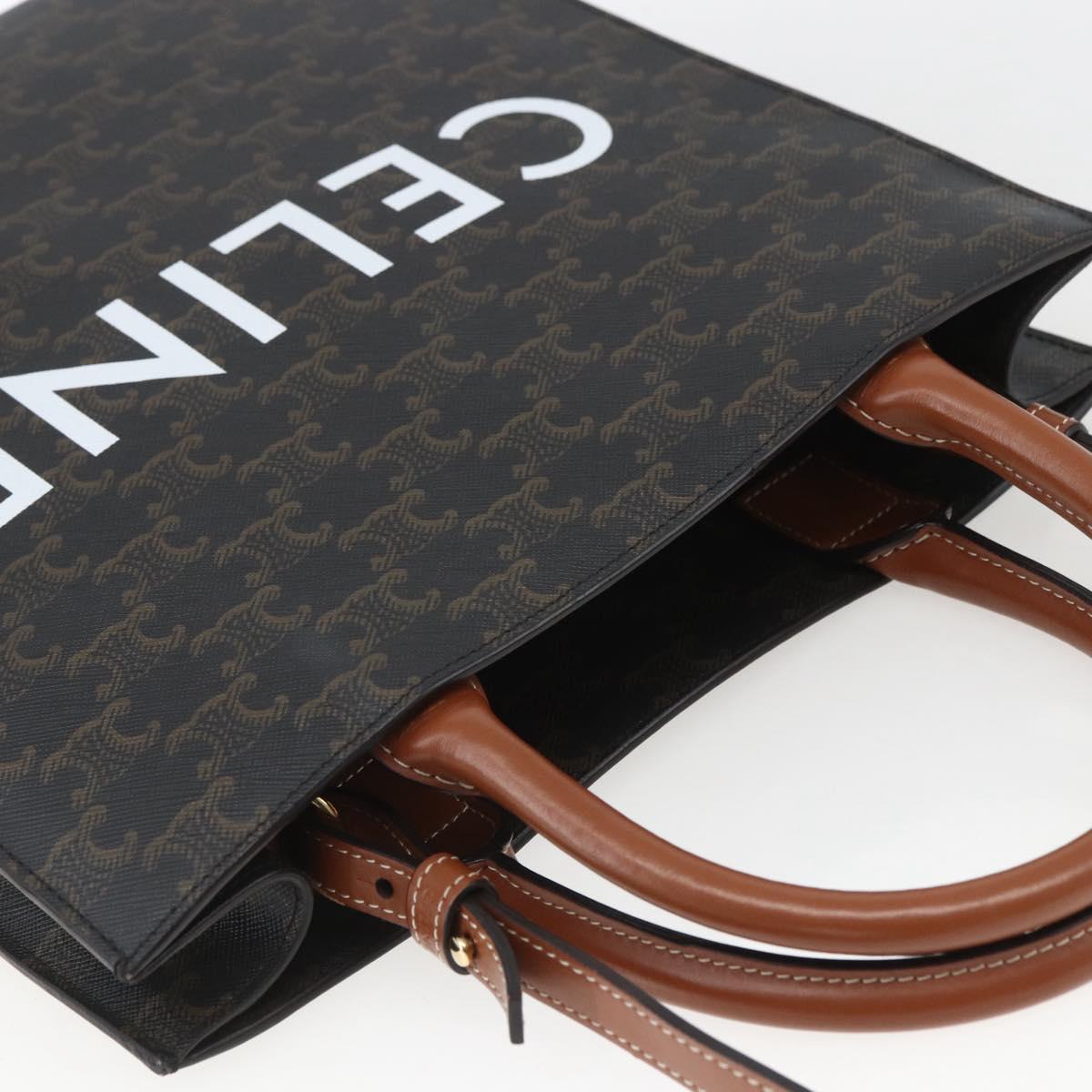 CELINE Triomphe Vertical Cabas Tote Bag PVC 2way Brown Auth ka1656SAM