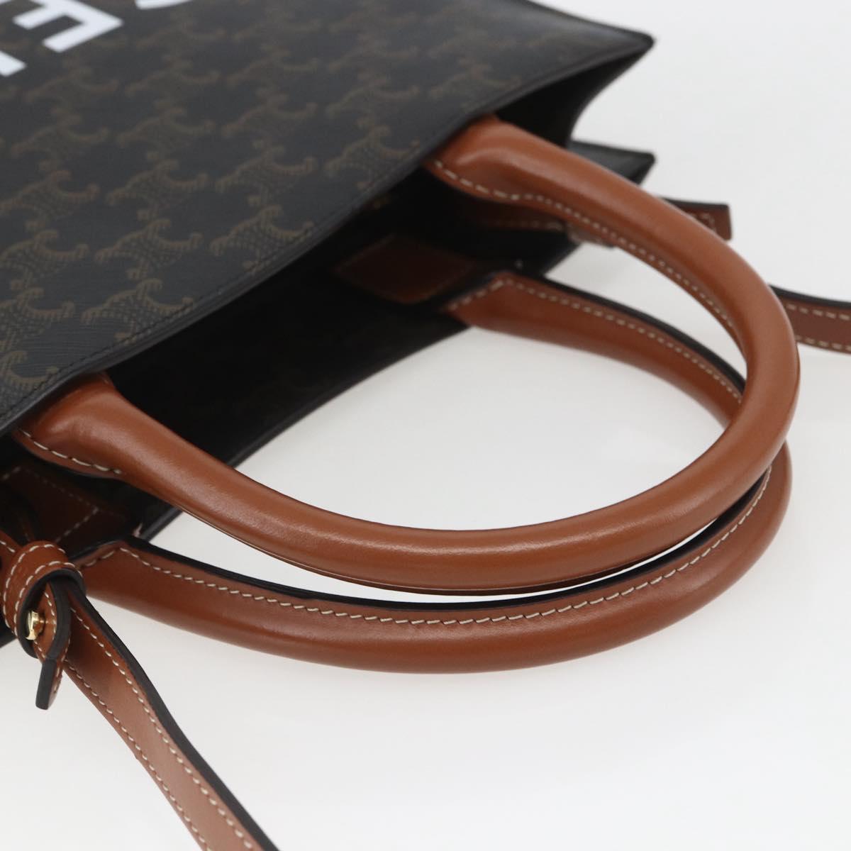 CELINE Triomphe Vertical Cabas Tote Bag PVC 2way Brown Auth ka1656SAM