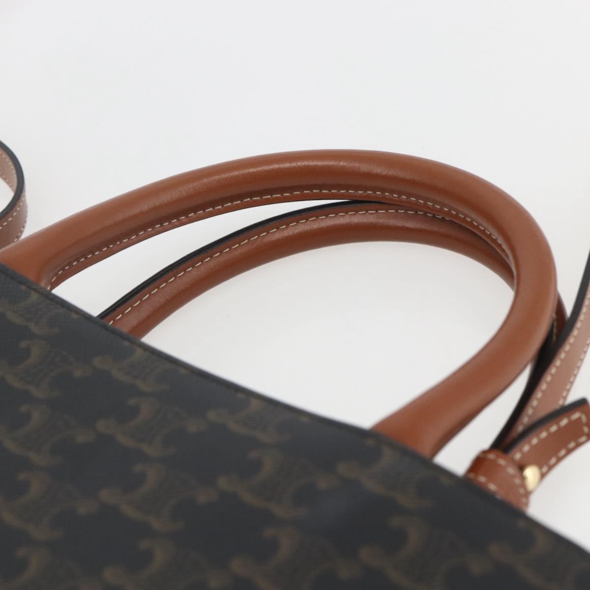 CELINE Triomphe Vertical Cabas Tote Bag PVC 2way Brown Auth ka1656SAM