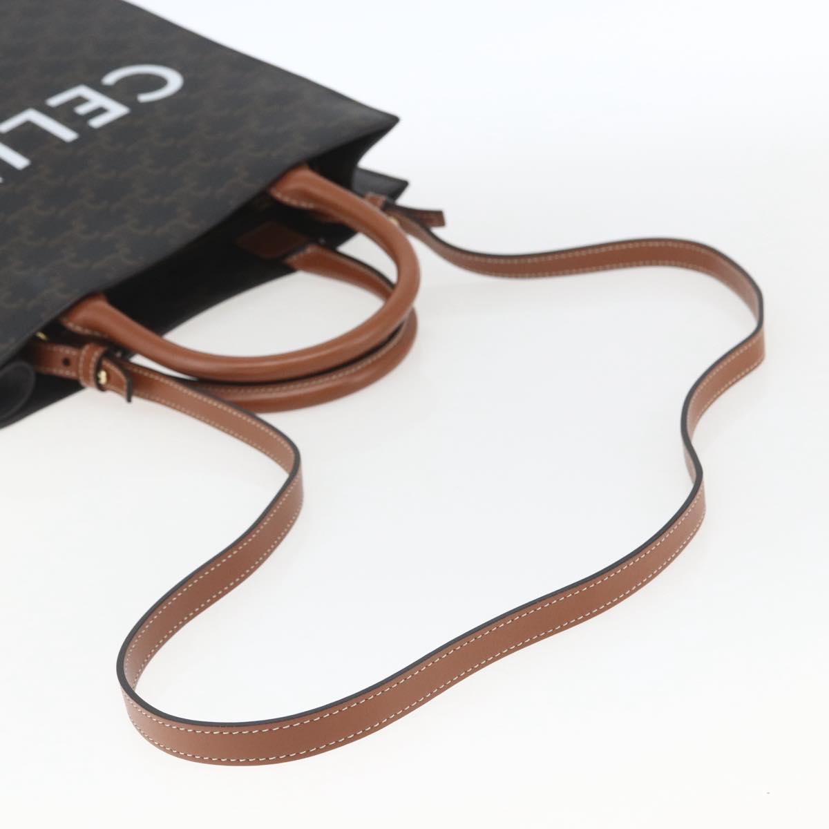 CELINE Triomphe Vertical Cabas Tote Bag PVC 2way Brown Auth ka1656SAM