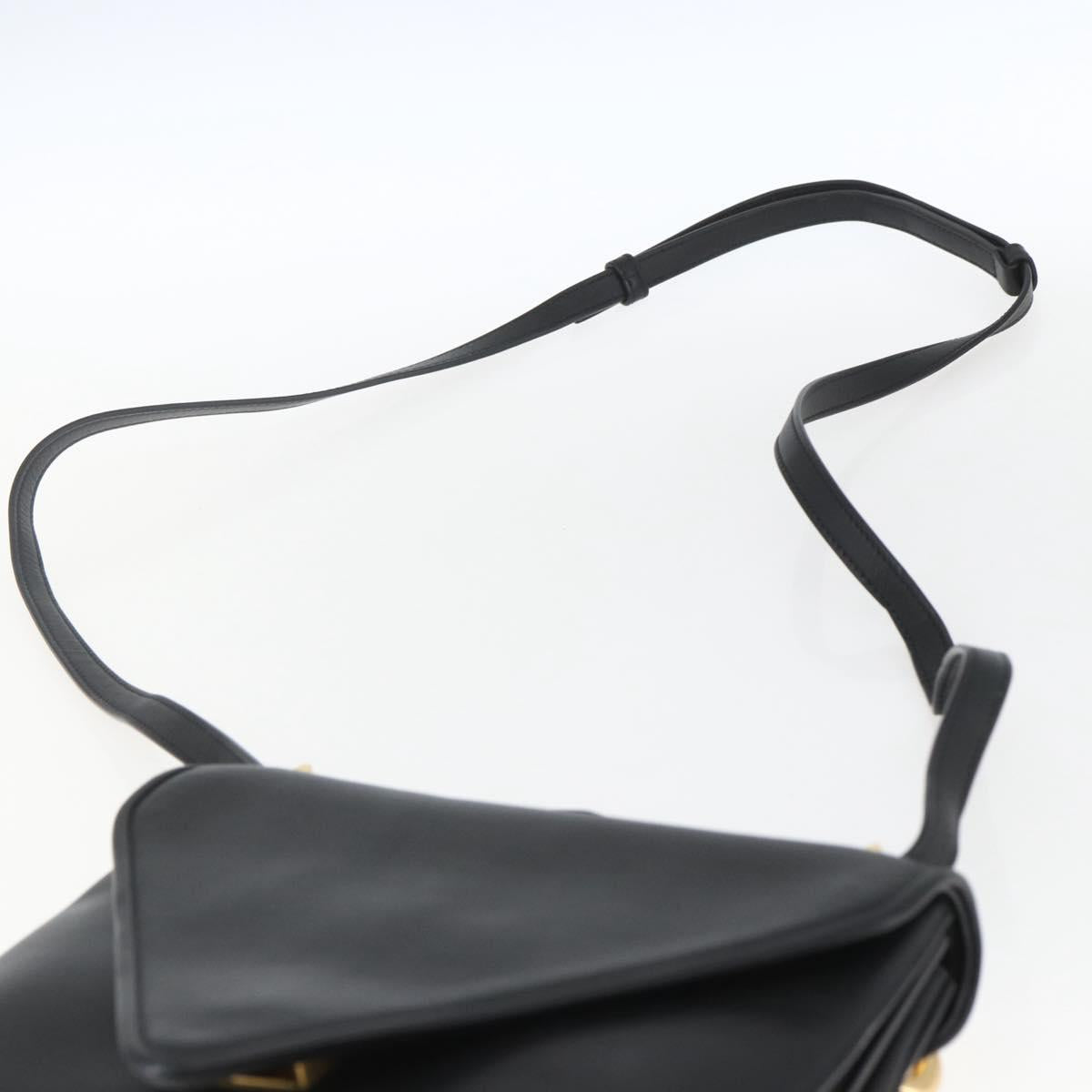 BOTTEGA VENETA mount Shoulder Bag Leather 2way Black Gold Auth ka1658V