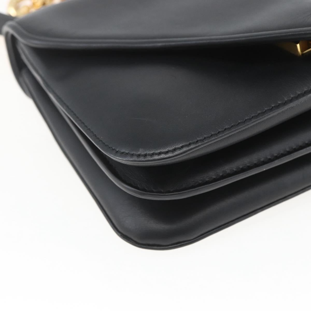 BOTTEGA VENETA mount Shoulder Bag Leather 2way Black Gold Auth ka1658V