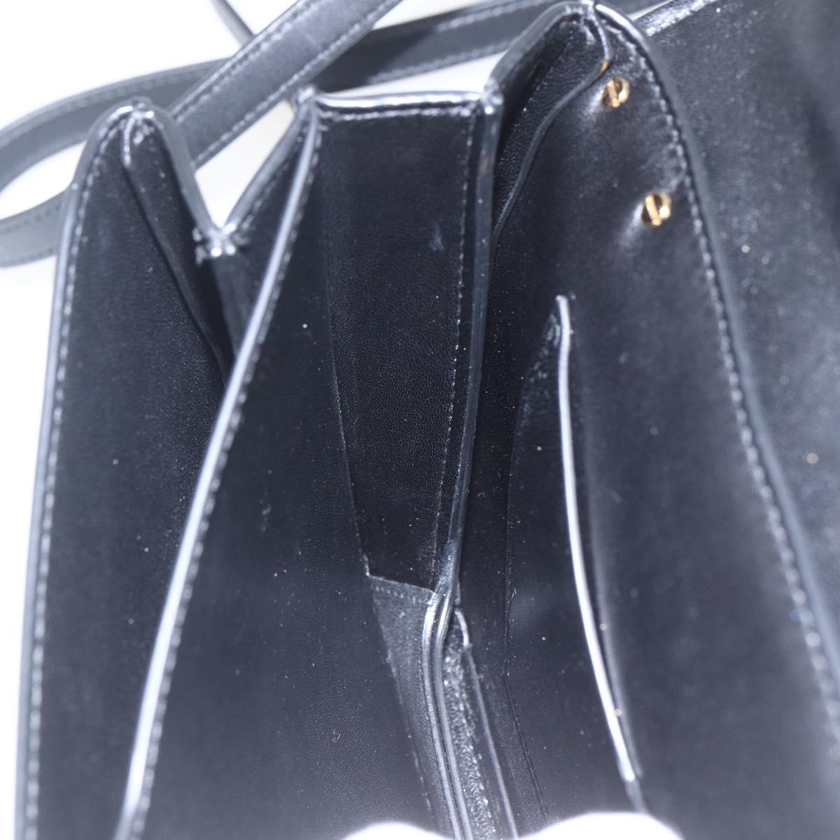 BOTTEGA VENETA mount Shoulder Bag Leather 2way Black Gold Auth ka1658V