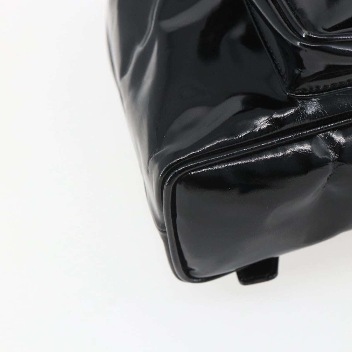 GUCCI Bamboo Backpack Patent leather Black Gold 003 1705 0030 Auth ka1659