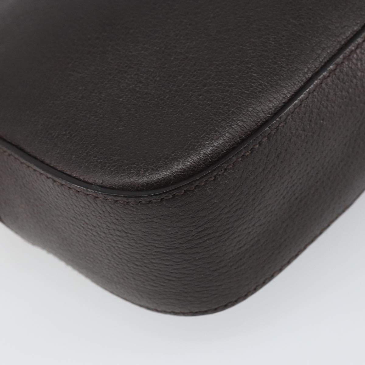 GUCCI Web Sherry Line Bee Bag Leather Dark Brown Gold Red 412008 Auth ka1667V