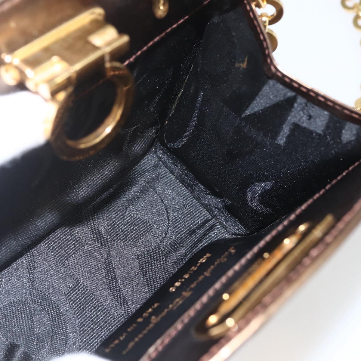 Salvatore Ferragamo Chain Gancini Shoulder Bag Patent leather Gold Auth ka1672