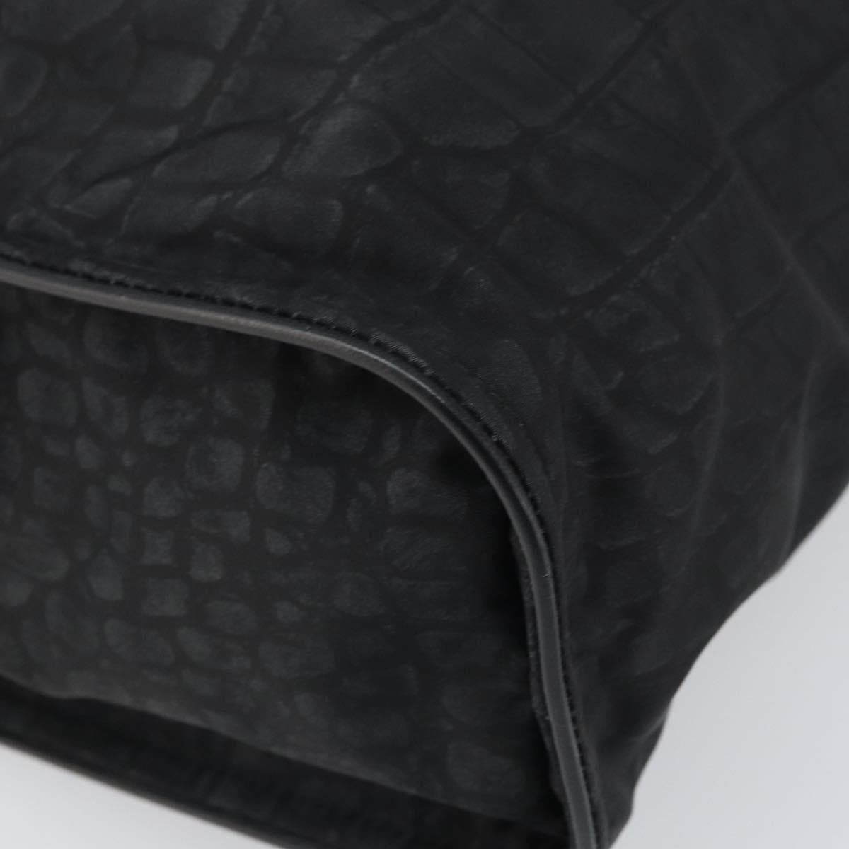 FENDI Hand Bag Nylon Black Silver Auth ka1675V