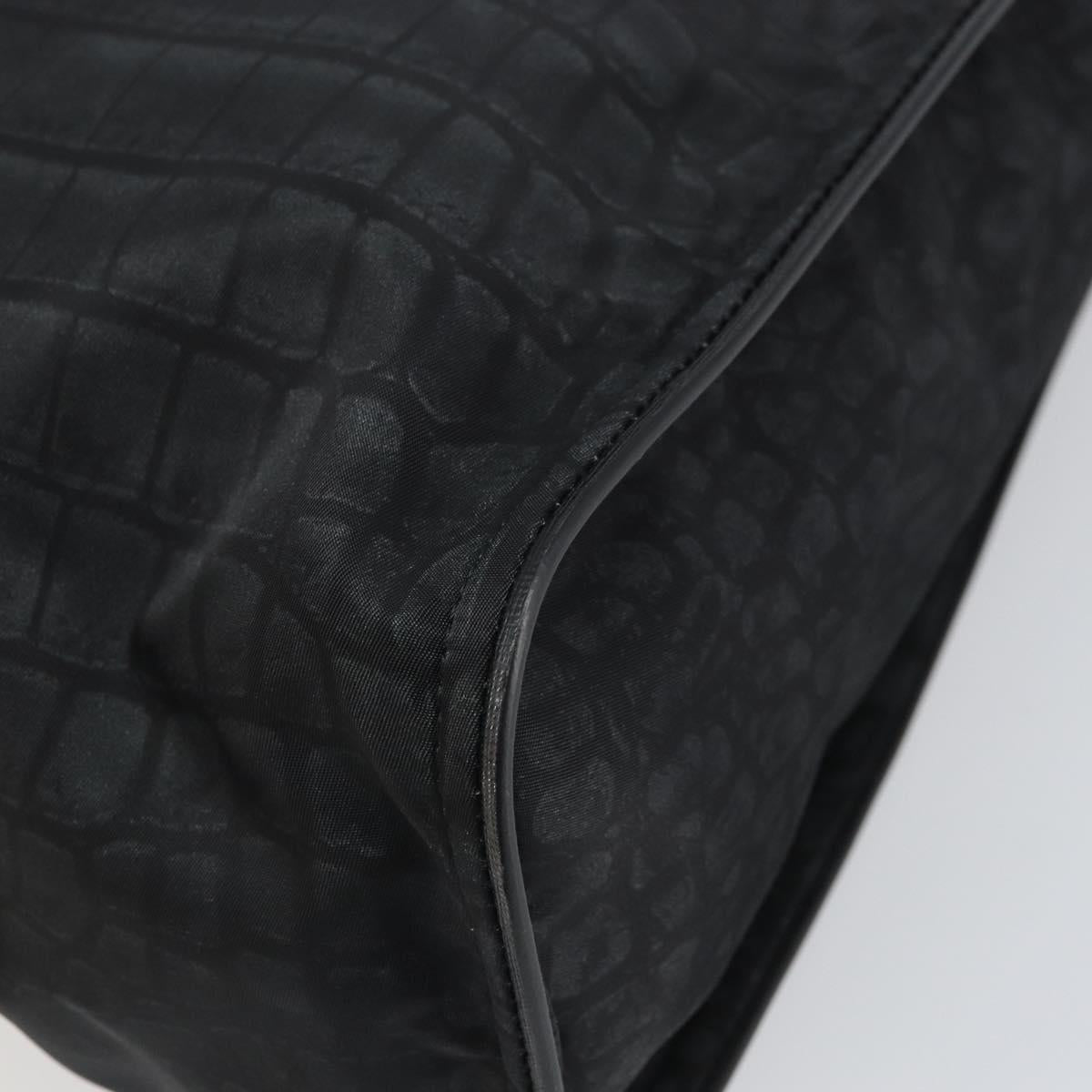 FENDI Hand Bag Nylon Black Silver Auth ka1675V