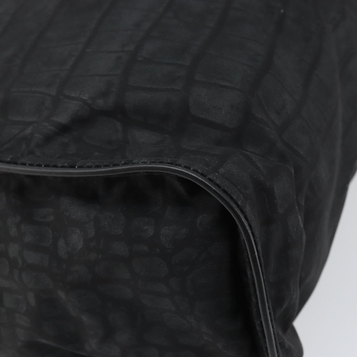 FENDI Hand Bag Nylon Black Silver Auth ka1675V