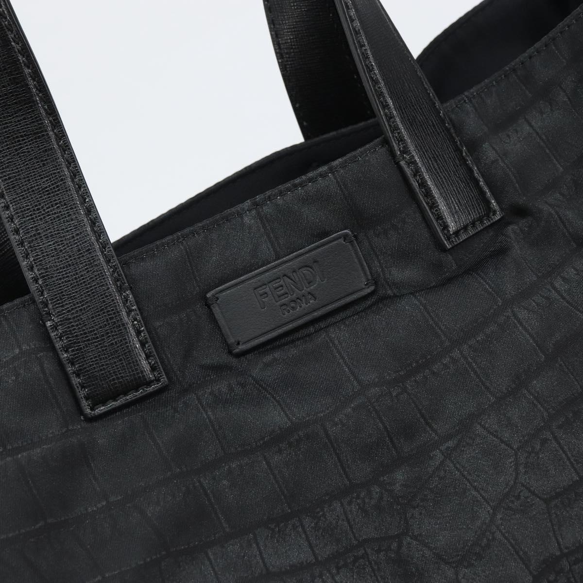 FENDI Hand Bag Nylon Black Silver Auth ka1675V