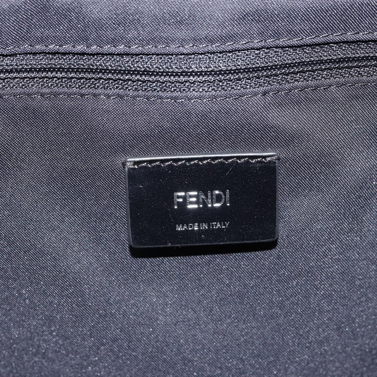 FENDI Hand Bag Nylon Black Silver Auth ka1675V