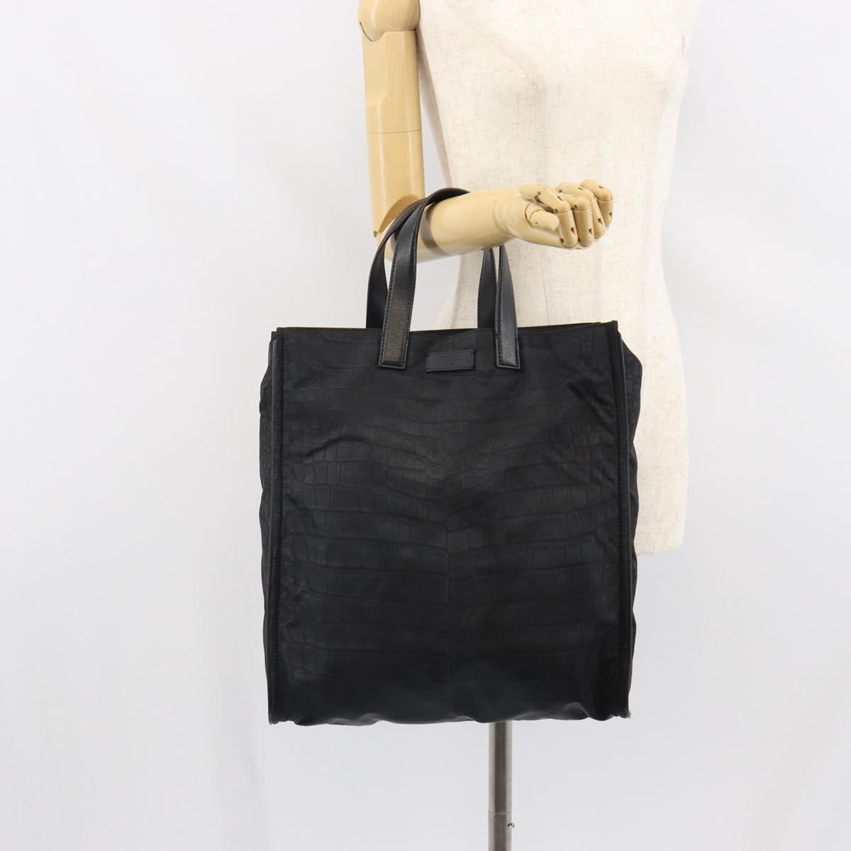 FENDI Hand Bag Nylon Black Silver Auth ka1675V