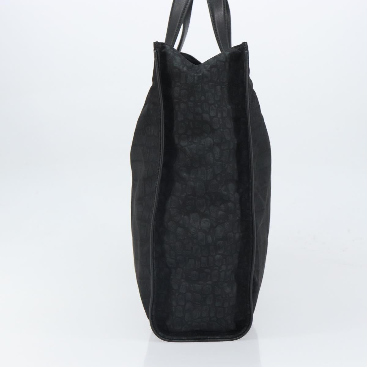 FENDI Hand Bag Nylon Black Silver Auth ka1675V