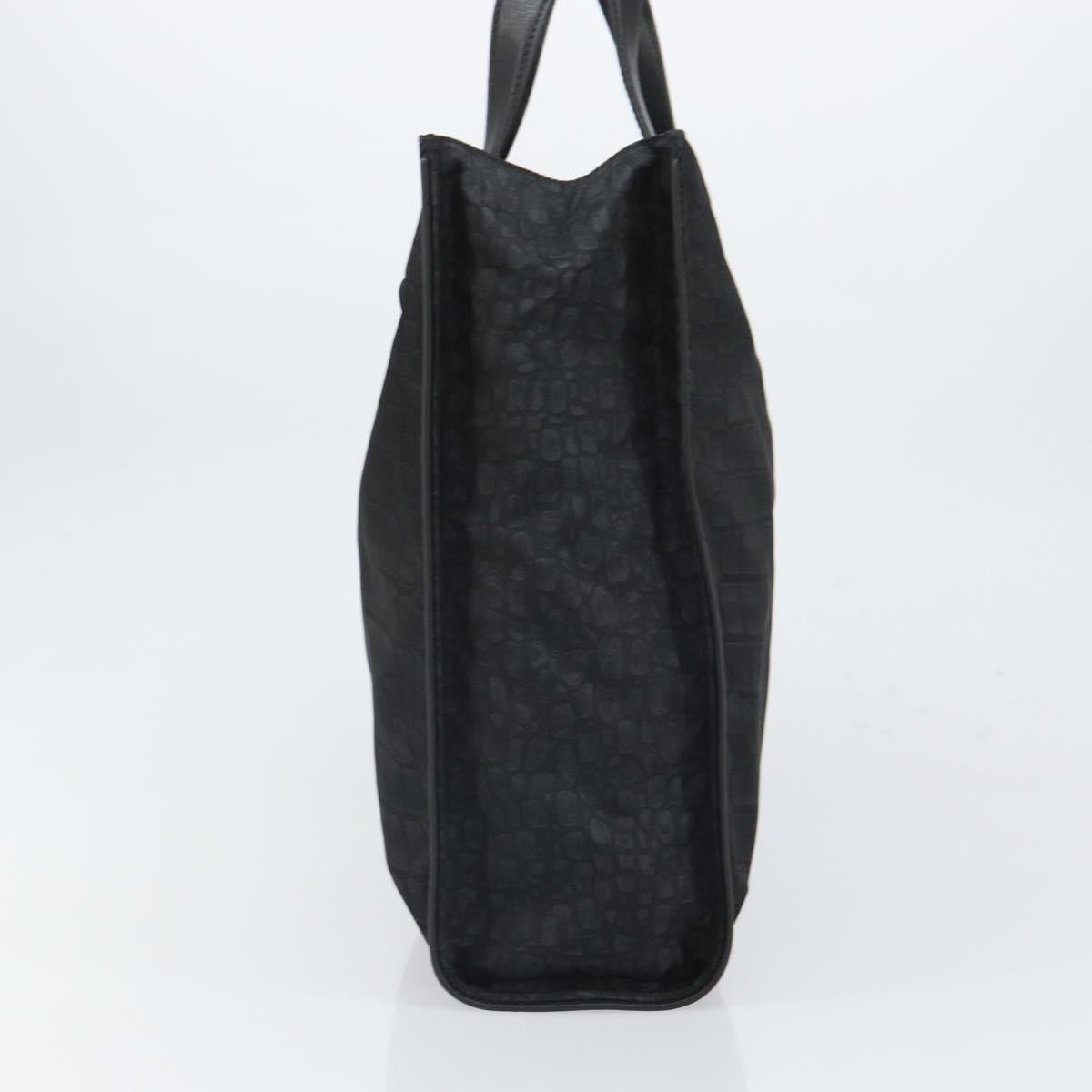 FENDI Hand Bag Nylon Black Silver Auth ka1675V