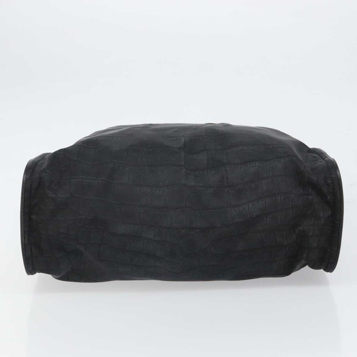 FENDI Hand Bag Nylon Black Silver Auth ka1675V