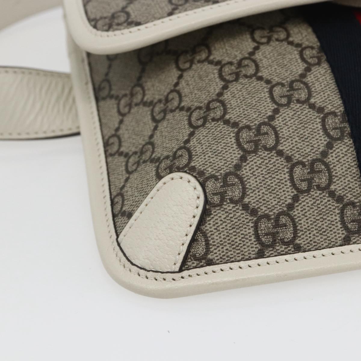 GUCCI GG Supreme Sherry Line GG Marmont Waist bag PVC Beige Auth ka1681M