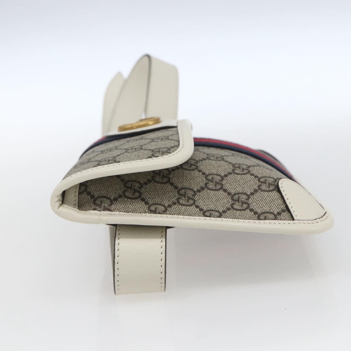 GUCCI GG Supreme Sherry Line GG Marmont Waist bag PVC Beige Auth ka1681M