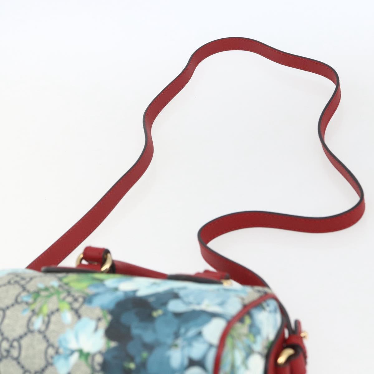 GUCCI GG Blooms Mini Boston Bag PVC 2way Red Navy 432123 Auth ka1682SAM