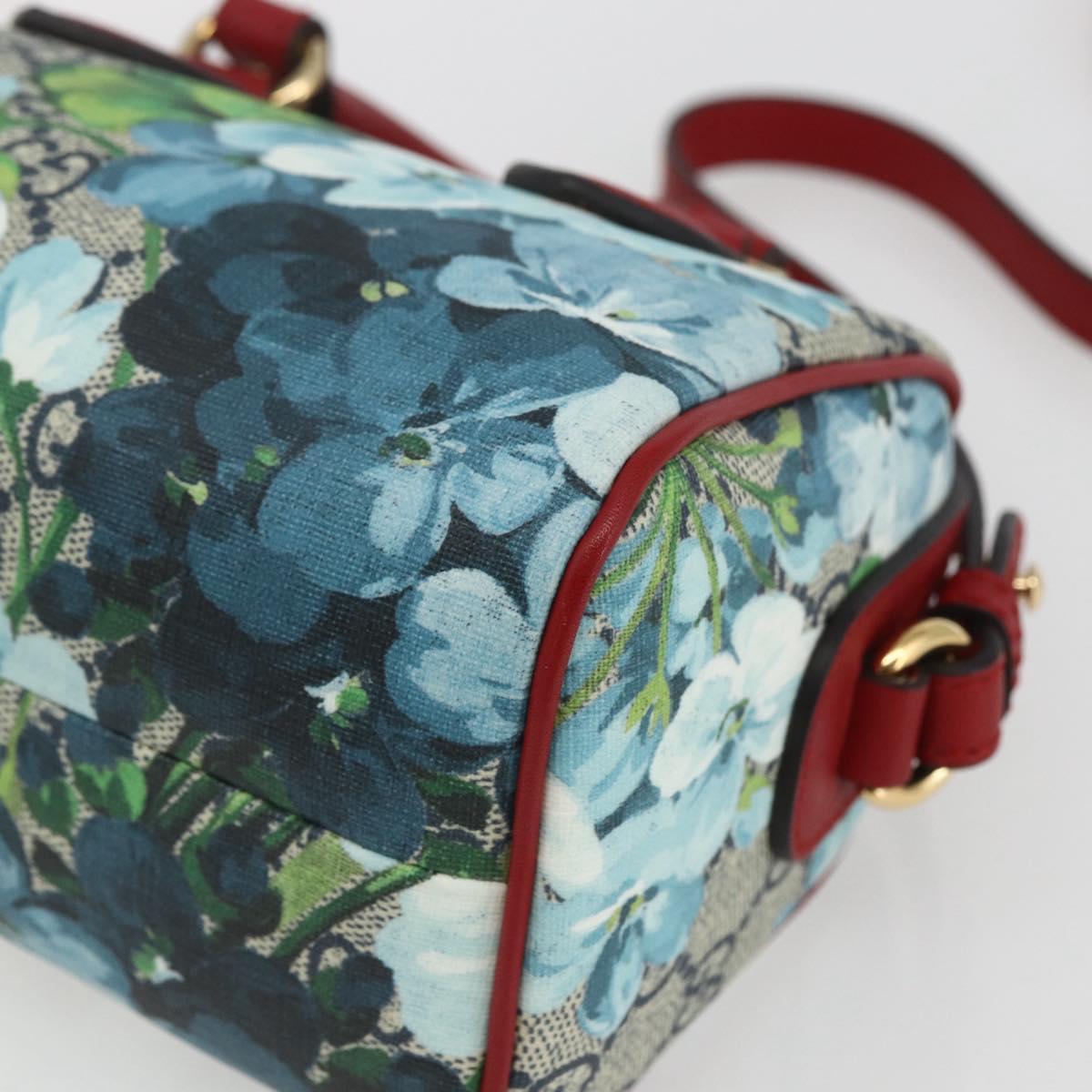 GUCCI GG Blooms Mini Boston Bag PVC 2way Red Navy 432123 Auth ka1682SAM